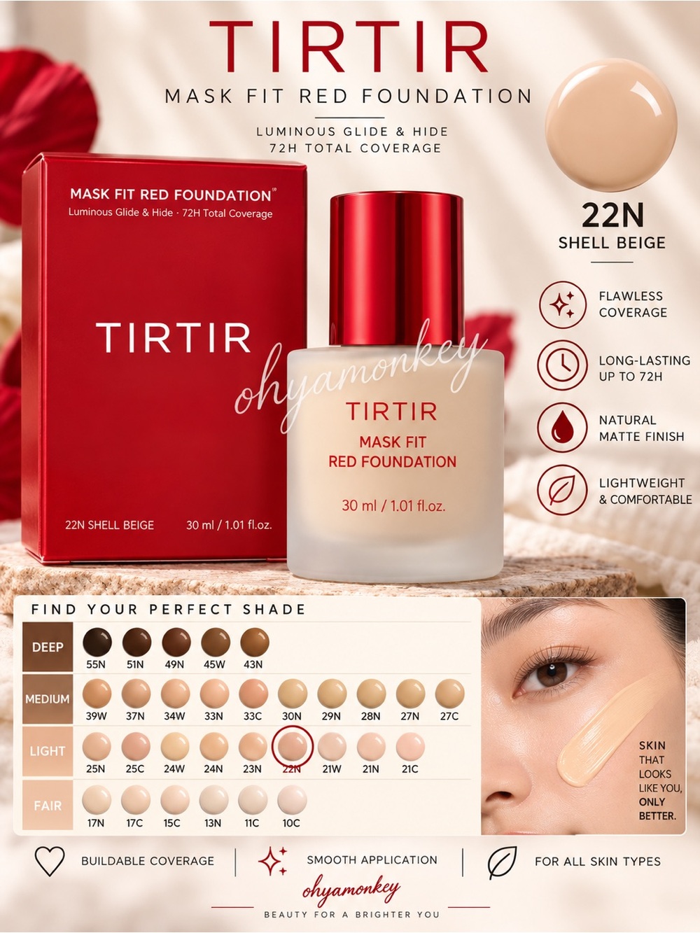 TIRTIR Mask Fit Red Foundation - 22N Shell Beige